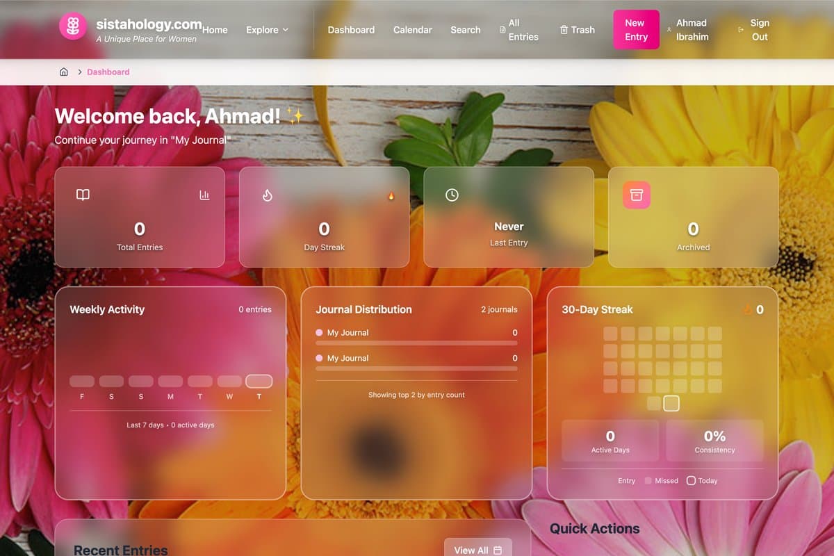 Sistahology Journaling App screenshot